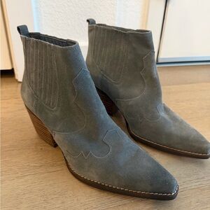 Sam Edelman Gray Suede Western Ankle Booties